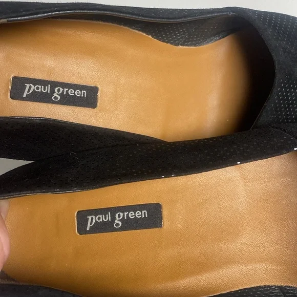 Paul Green Munchen Naomi Perforated Black Loafer Flats, Size US 8.5 or UK 6